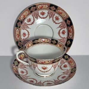 Vintage ROYAL ALBERT Devon Black (Smooth) / CUP & 2 SAUCERS / Circa 1930 / RARE